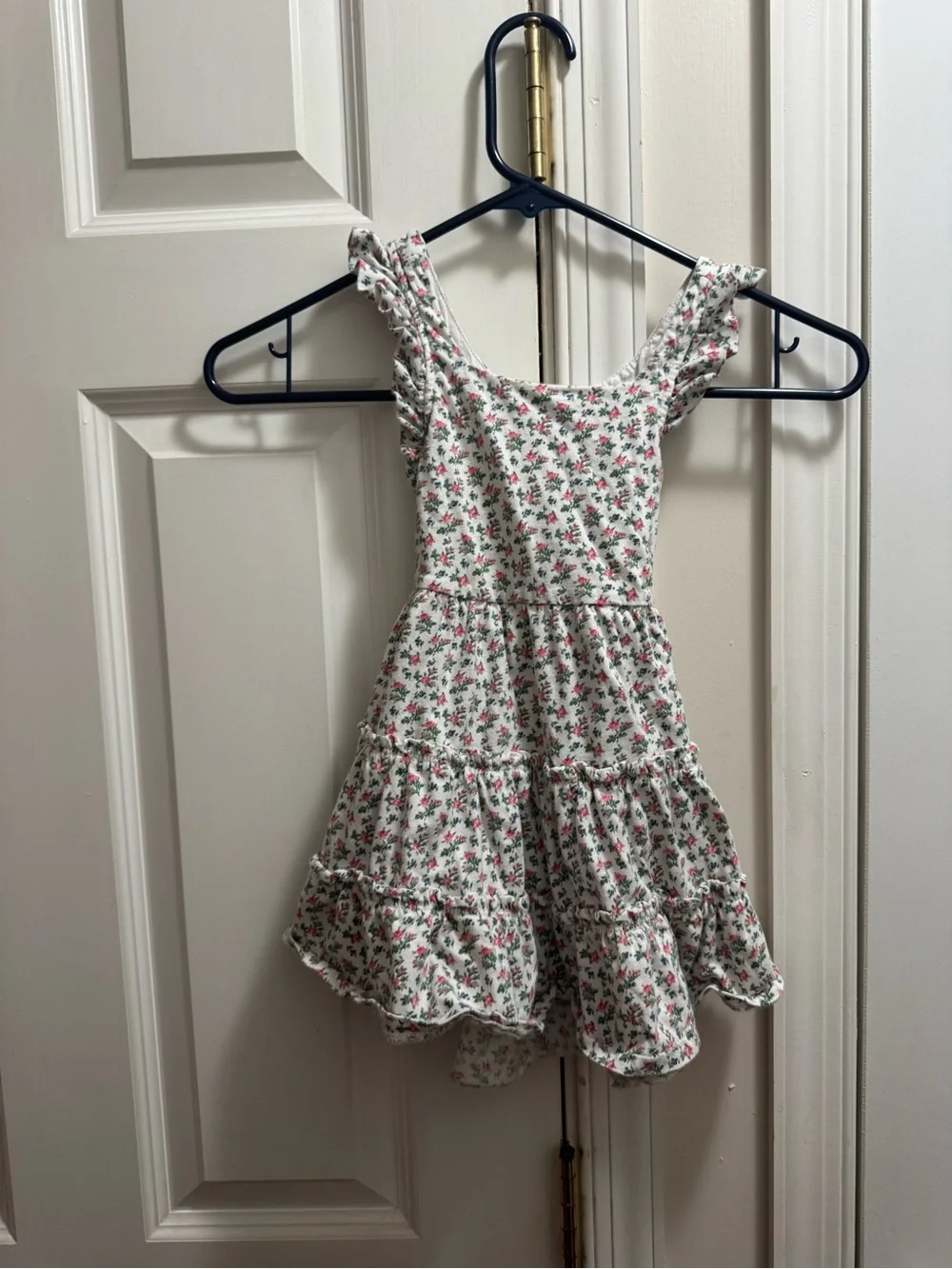 Ralph Lauren Girls' Floral Ruffle Tiered Dress - White with Pink Flowers